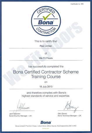 Bona Certified Contractor Scheme