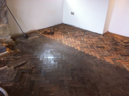 Pitch Pine Parquet Wood Block Floor Transformed