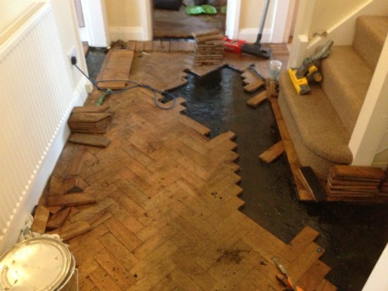 Iroko Wood BlockParquet Flooring Repaired in Rhyl, North Wales
